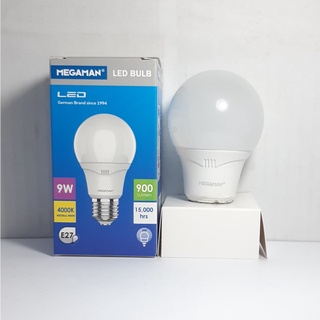 220.Megaman LED Bulb (15,000ชม.)หลอดไฟ แลมป์ 9W ขั้ว E27 คลูไวท์ 4000K