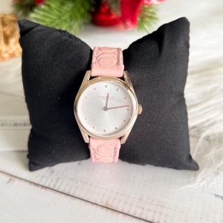 (ผ่อน0%) นาฬิกา COACH MODERN LUXURY BLUSH Womens Watch (14503210) ✔️หน้าปัด  28 มม. สายหนังปั้ม ลายซี สีชมพู