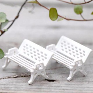 ﻿DIY ตุ๊กตาเก้าอี้สีขาว ตกแต่งสวนจิ๋วสวยๆ น่ารักๆ ( 1 Set 2 ชิ้น) White Chair