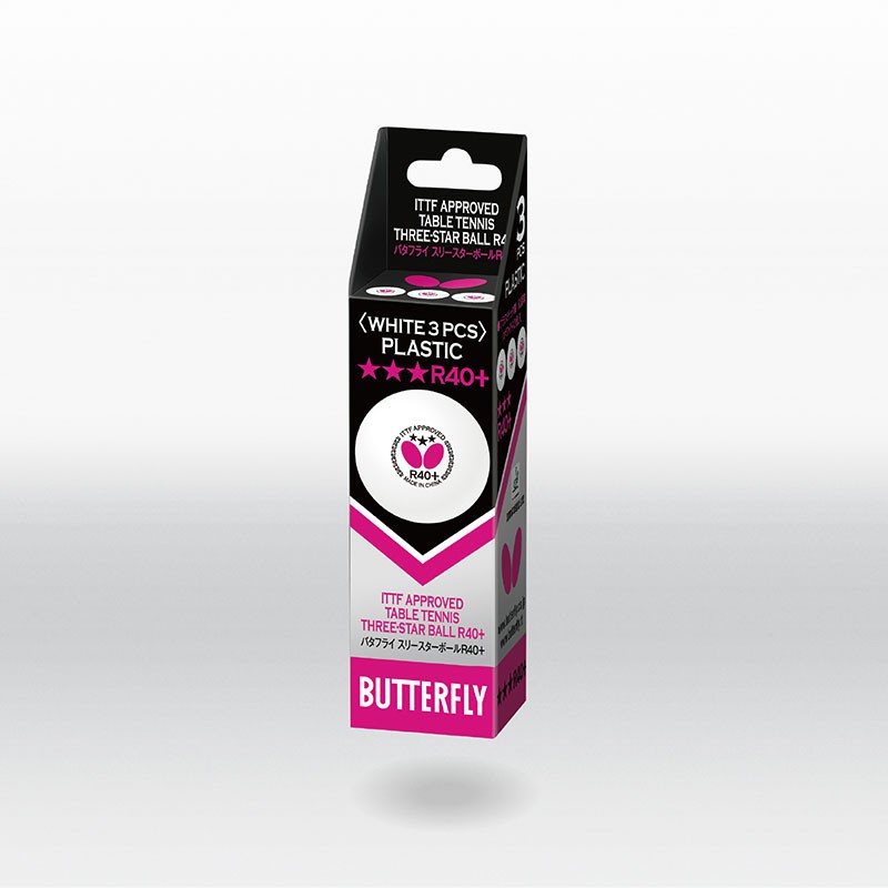 ลูกปิงปอง BUTTERFLY THREE STAR BALL R40 + (3 PCS.) แท้100%