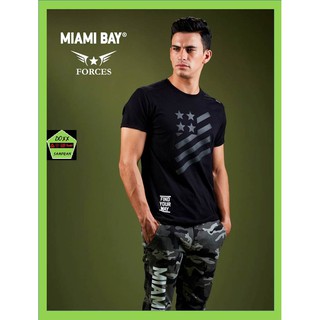 Miami bay เสื้อคอกลม ชาย   รุ่น Forces สีดำ