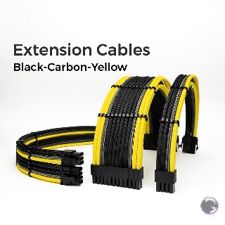 สายถักแต่งคอม [สีเหลือง-คาร์บอน-ดำ] [ExtensionSleeveCables] [รับประกัน 1 ปี] GalaxyWiringPC