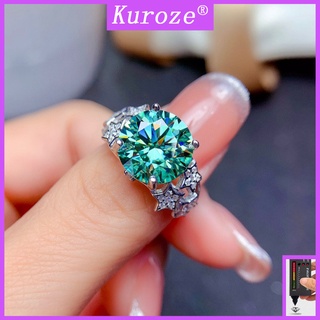 [Kuroze] ใหม่ แหวนอัญมณี รูปดาวห้าแฉก ประดับเพชรเทียม สีฟ้า สีเขียว สําหรับผู้หญิง