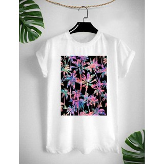 เสื้อยืดลาย Tropical ใส่สบาย ไม่ยืด ไม่ย้วย สีสันสดใส