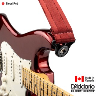 DAddario® Auto Lock Strap สายสะพายกีตาร์ (Blood Red) แบบล็อคหัวหมุดอัตโนมัติ กว้าง 2 นิ้ว ** Made in Canada **