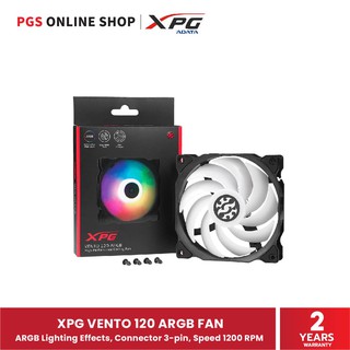 XPG VENTO 120 ARGB FAN (พัดลมระบายความร้อนสำหรับเคสพีซี) ARGB Lighting Effects, Connector 3-pin, Speed 1200 RPM