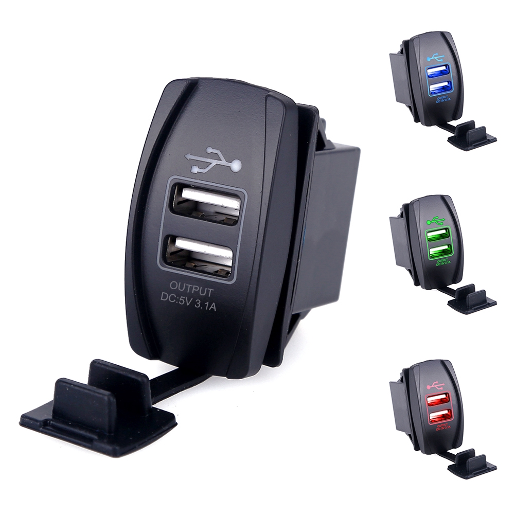 2v/24v 3 . 1 a dual usb power charger พอร์ตซ็อกเก็ตสําหรับรถยนต์รถมอเตอร์ไซค์