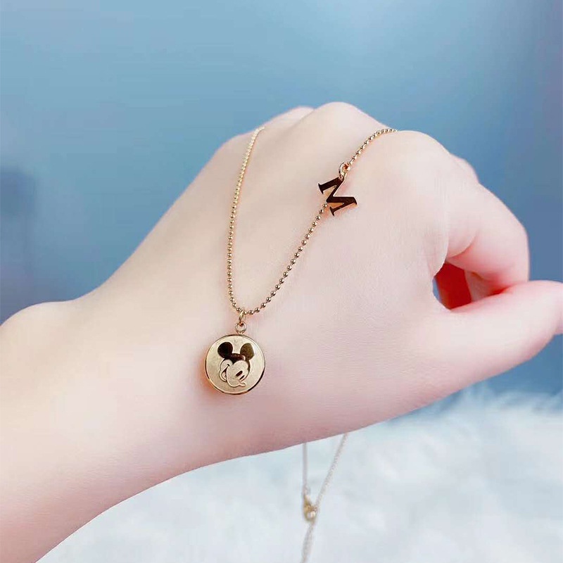 สร้อยคอมิกกี้หัวกลม .material: เหล็กไทเทเนียม. สไตล์แฟชั่น สำหรับผู้หญิง พร้อมส่งเป็นของขวัญวันเกิดหรือเครื่องประดับอเนกประสงค์