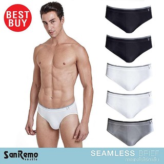 (5 ตัว คละสี) แซนรีโม กางเกงในชาย ไร้ตะเข็บ Sanremo Brief Seamless (เนื้อผ้านุ่ม กระชับ สวมใส่สบาย) NIS-SRMSL1 ( 5 P)