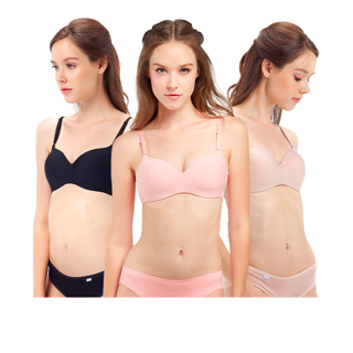 Wacoal Surprise Comfort Bra บราไร้โครง เซ็ท 3 ชิ้น รุ่น WB3X96 สีชมพู-สีเบจ-สีดำ (RO)-(BE)-(BL)