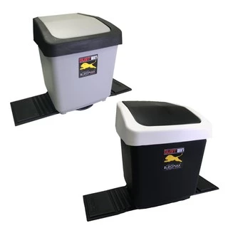 LEOMAX ถังขยะในรถ ถังขยะรถยนต์ ถังขยะติดรถ ขนาดใหญ่ 4 ลิตร รุ่น GRANDE พร้อมพื้นยางกันลื่น สีดำ,เทา
