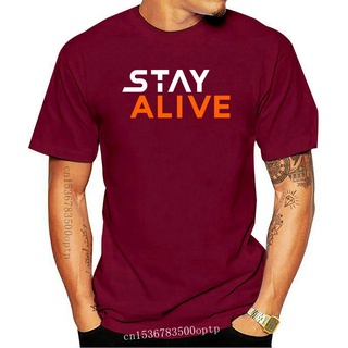 Stay ALIVE เสื้อยืด ผ้าฝ้าย พิมพ์ลายตัวอักษร Geek สีดํา สไตล์ฮิปฮอป สตรีท แฟชั่นสําหรับผู้ชายS-5XL