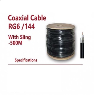 สาย RG6 144 With Sling ขนาด 500 เมตร Hiview รุ่น RG6 144 With Sling 500 M สินค้ารับประกัน 2 ปี สามารถออกใบกำกับภาษีได้