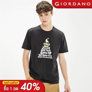 HH Giordano ผู้ชาย เสื้อยืดแขนสั้นคอกลมผ้าคอตตอนแบบพิมพ์ลาย 91081381 คอกลมเสื้อยืด