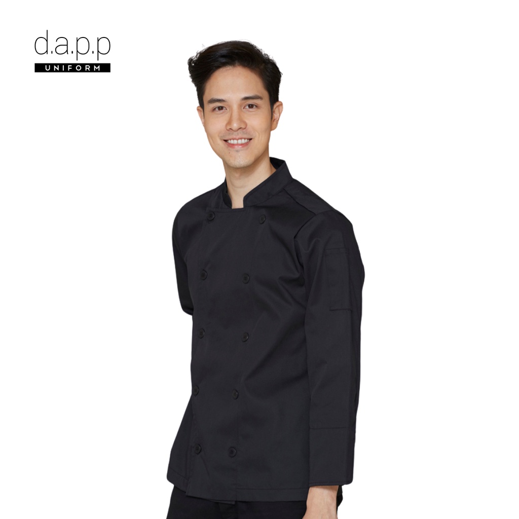 dapp Uniform เสื้อเชฟ เสื้อกุ๊ก แขนยาว รุ่น Sam สีดำ (TJKB1912DPS)