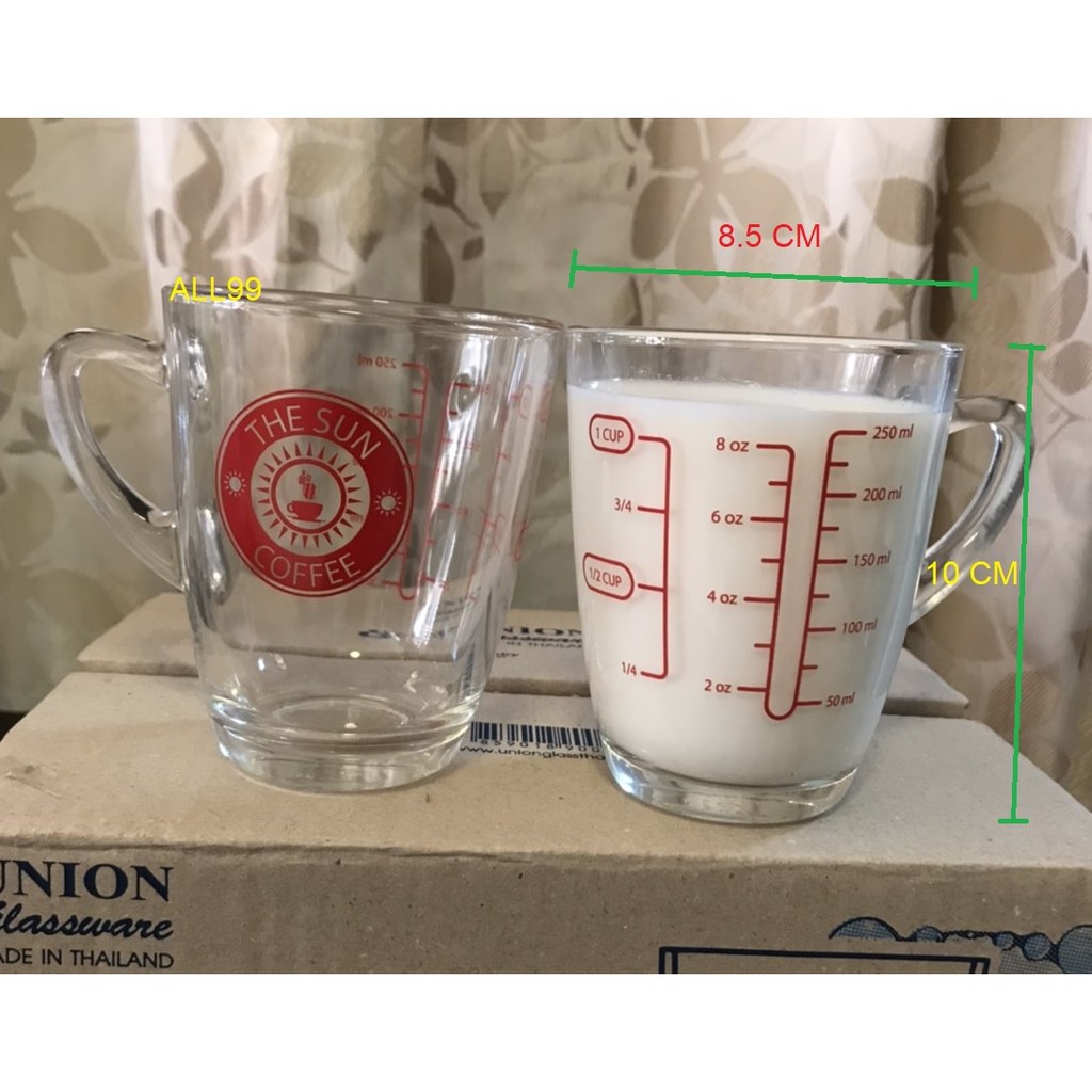 3 ใบ** แก้วเดอะซันมีสเกล 250 มล. หรือขนาด 8 ออนซ์  ใช้ได้ทั้งร้อนและเย็น พร้อมส่ง...!!! - รูปที่ 2