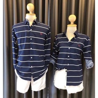 fredperryแขนยาวสีกรมลายขวางสีขาวผ้าไหมอิตาลี่เนื้อจะเย็นๆ ไม่ต้องรีดแต่ไม่ใช่ผ้าไหมนะคะ