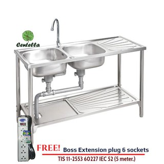 MEX Sink อ่างล้างจานพร้อมขาตั้ง PS1200MN สแตนเลส Free Boss Extension plug 6 sockets TIS 11-2553