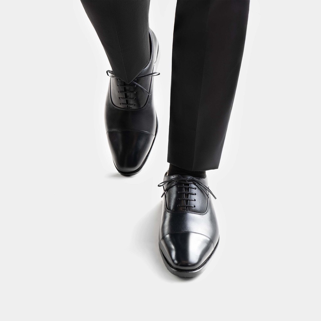 Premium Cap Toe Oxford (Black) Shoes - รองเท้าหนังสีดำ