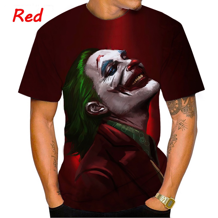 ใหม่ เสื้อยืดลําลอง แขนสั้น คอกลม พิมพ์ลายการ์ตูนโจ๊กเกอร์ 3D แฟชั่นฤดูร้อน
