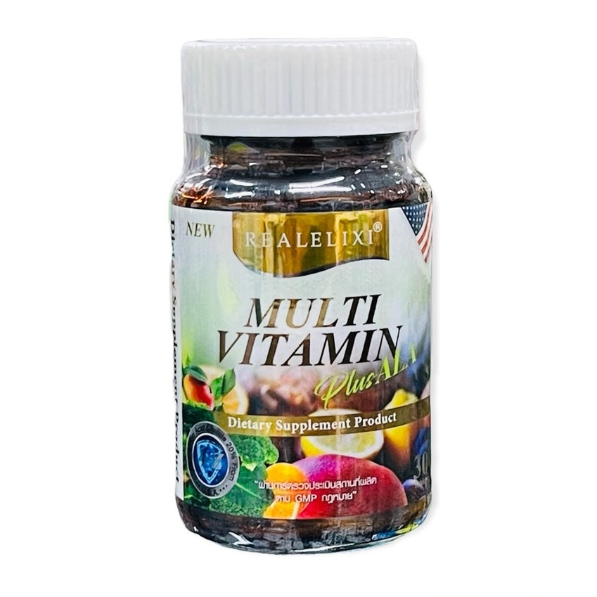 Real Elixir Multi Vitamin +ALA (30 เม็ด) เรียล อิลิกเซอร์ วิตามินรวม ผสมเอแอลเอ ขวดเล็ก 1 ขวด Multiv