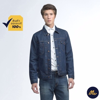 Mc JEANS เสื้อคลุมยีนส์ เสื้อ แจ็คเก็ต แม็ค แท้ ผู้ชาย เสื้อกันหนาว เสื้อแขนยาว เสื้อแจ๊คเก็ต แต่งปักโลโก้ด้านหลัง รูปทรงสวยคลาสสิค MJM8059