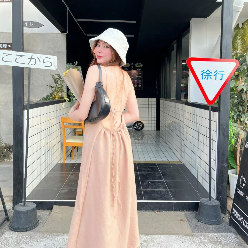 🌈 MesubShop 🌈 แม๊กซี่เดรส ผ้าด๊อบบี้ ทรงสายเดี่ยว ดีเทลแต่งโชว์หลัง ใส่เที่ยวทะเล ใส่เล่นคือได้หมด รุ่น เจ้าหญิง - รูปที่ 6