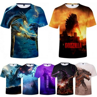 เสื้อยืดกีฬาลำลองพิมพ์ลาย Godzilla King of the Monsters สำหรับผู้ใหญ่และวัยรุ่น