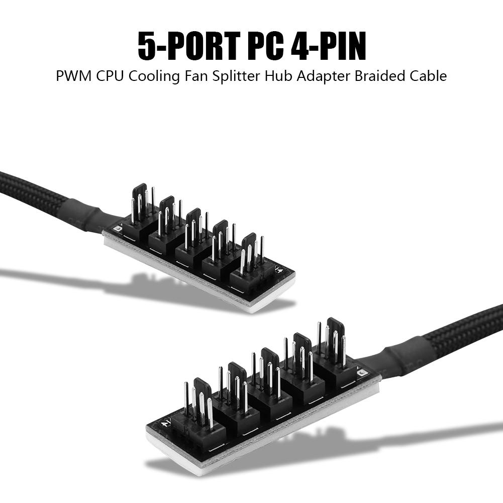 ❀Yimen Ready To 5 - Port อะแดปเตอร์แยกขยายช่องเสียบพัดลม Cpu 4 Pin Female Pc Pwm 1