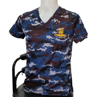 เสื้อยืดคอวีทหารอากาศ ลายดิจิตอล ลายพราง สกรีนตรากองทัพอากาศ ROYAL THAI AIR FORCE ใส่ประกอบเครื่องแบบทหารอากาศ