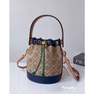 👜TORYBURCH T MONOGRAM COLORBlOCK JACQUARD MINI BUCKET BAG(outlet shop)