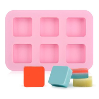 แม่พิมพ์ ซิลิโคน สำหรับทำสบู่ ขนม สี่เหลี่ยม 6 ช่อง (สีแรนดอม)  Silicone Mold Rectangle