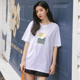 เสื้อโอเวอร์ไซส์ Oversize T-shirts เสื้อยืดสกรีน เสื้อผ้าแฟชั่นเกาหลี เสื้อสาวอวบพิมพ์ลาย เสื้อยืดแขนสั้น