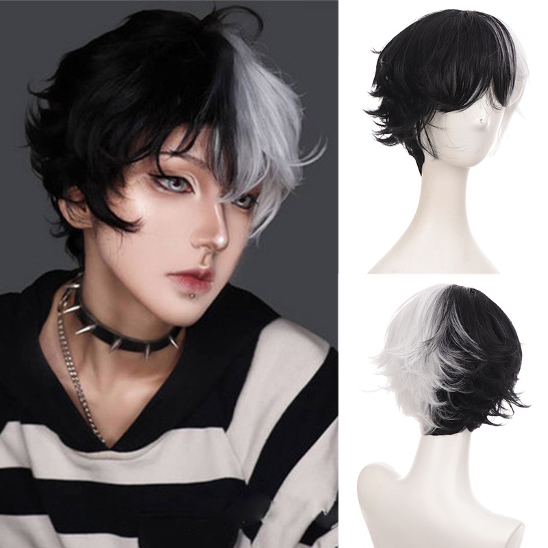 black and white hair wig