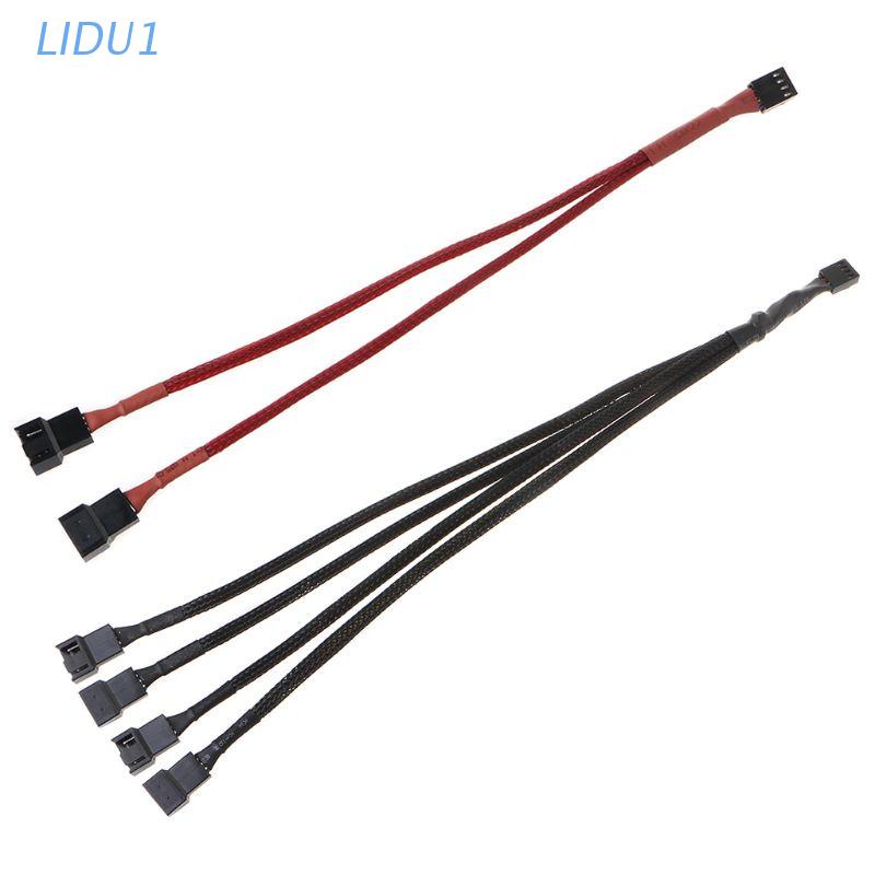 LIDU1 PWM 4pin Fan Sleeved Extension Splitter Hub Cables Motherboard CPU 4 pin to 2 4 #8