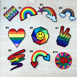 ตัวรีดสายรุ้ง สีรุ้ง หลากสี Rainbow Patch งานปัก DIY ตัวรีดติดเสื้อ กางเกง กระเป๋า ตัวรีด อาร์ม ลาย สายรุ้ง น่ารัก สวย