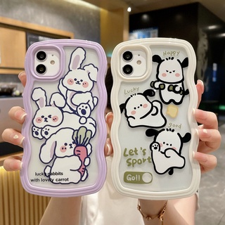 เคสโทรศัพท์มือถือนิ่ม กันกระแทก ลายกระต่าย สุนัข สําหรับ iPhone 11 Pro Max 12 13 14 2 In 1 iPhone 14 Plus X XS XR 7 8 Plus