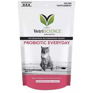 Vetri Science Probiotic Everyday 60ชิ้น (Exp.04/2024) โพรไบโอติก แมว เสริมระบบย่อยอาหาร แก้ท้องผูกท้องเสีย