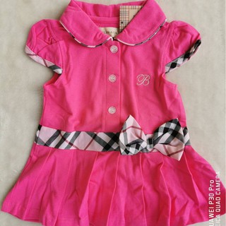 ชุดกระโปรงสีโรส ลาย Burberry  Size : 1 (9-12m) / 2 (1-2y)