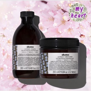 Davines Alchemic Shampoo/Conditioner Tobacco 280/250 ml แชมพู และครีมนวดผม เพื่อเติมเม็ดสีน้ำตาลอ่อนถึงน้ำตาลกลาง