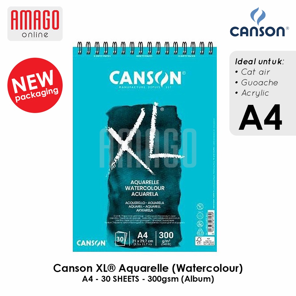 CANSON XL Aquarelle - กระดาษสีน้ํา - 30 แผ่น - A4 - 300G (อัลบั้ม) - 400039170
