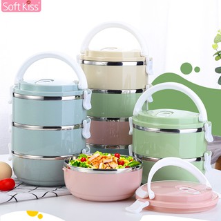 Softkiss ปิ่นโต ปิ่นโตพกพา ปิ่นโตสแตนเลส ปิ้นโต4ชั้น ปิ่นโตเก็บความร้อน ปิ่นโตใส่อาหาร ปิ่นโตแยกชั้น ชุดกล่องถนอมอาหาร