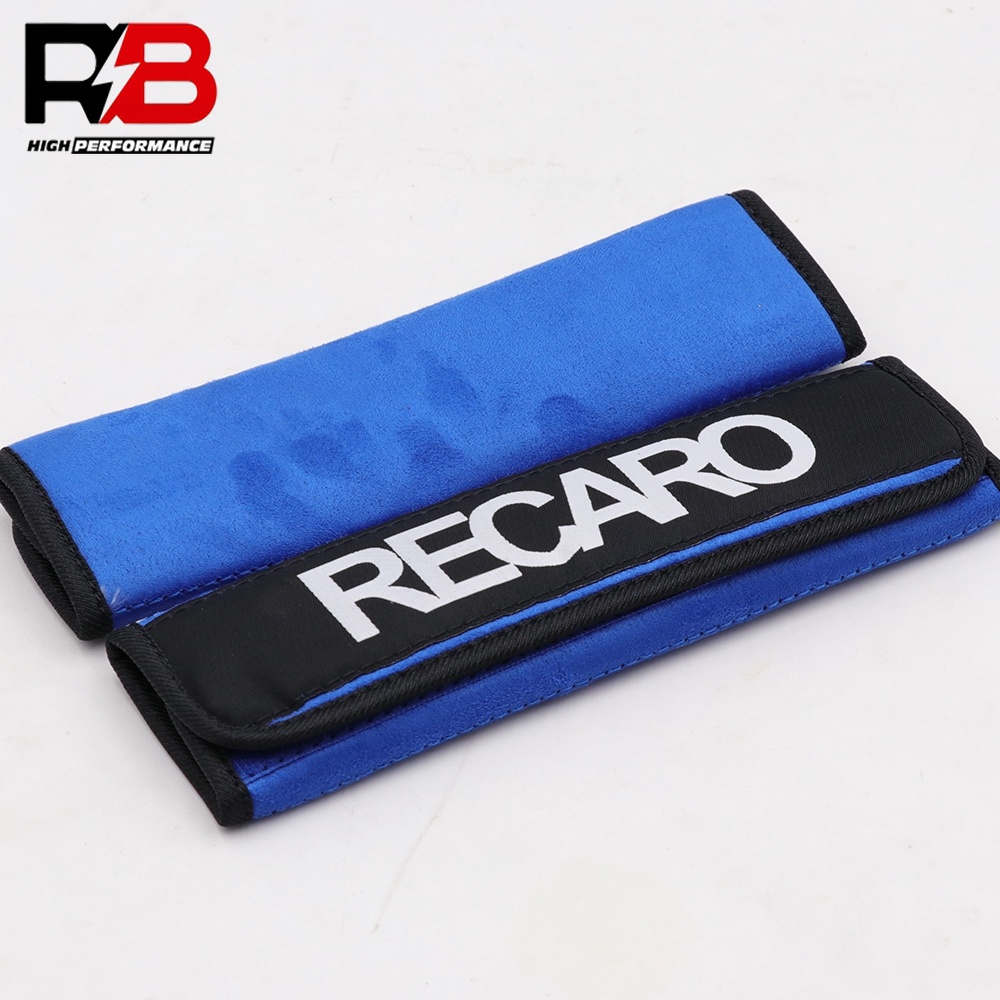 แผ่นรองไหล่เข็มขัดนิรภัยสไตล์ JDM คู่พร้อมโลโก้แข่ง Recaro เย็บปักถักร้อย