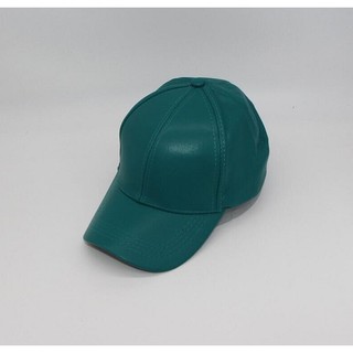 CAP 14 หมวกแก๊ปหนัง PU  ปรับขนาดได้  สีเขียว  Baseball –Cap14- leather-GREEN