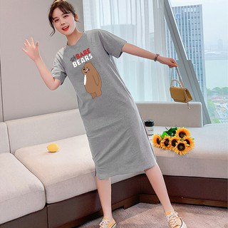Q85ฤดูร้อนใหม่ชุดแขนสั้นหญิงปกสบาย ๆ ท้องการ์ตูนขนาดใหญ่มิกกี้พิมพ์เสื้อยืดกระโปรงผู้หญิง แฟชั่น