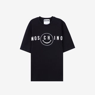 Moschino เสื้อยืด ผ้าฝ้าย ลายหน้ายิ้ม สําหรับผู้ชาย และผู้หญิง