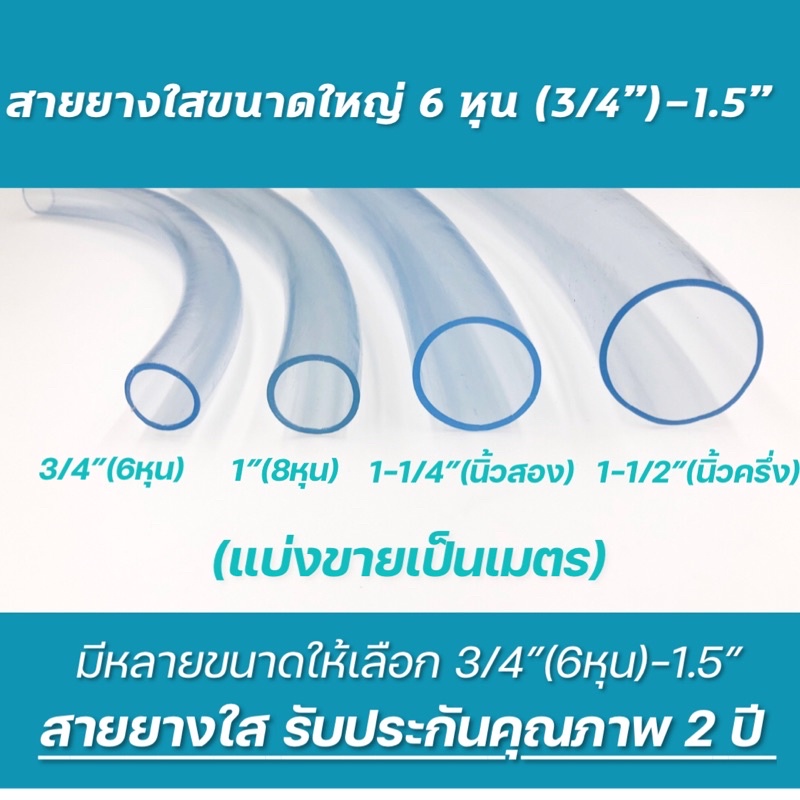สายยางใสมีให้เลือกหลายขนาด 6 หุน(3/4”)-1.5”(1-1/2”)รับประกันคุณภาพ2ปี ...
