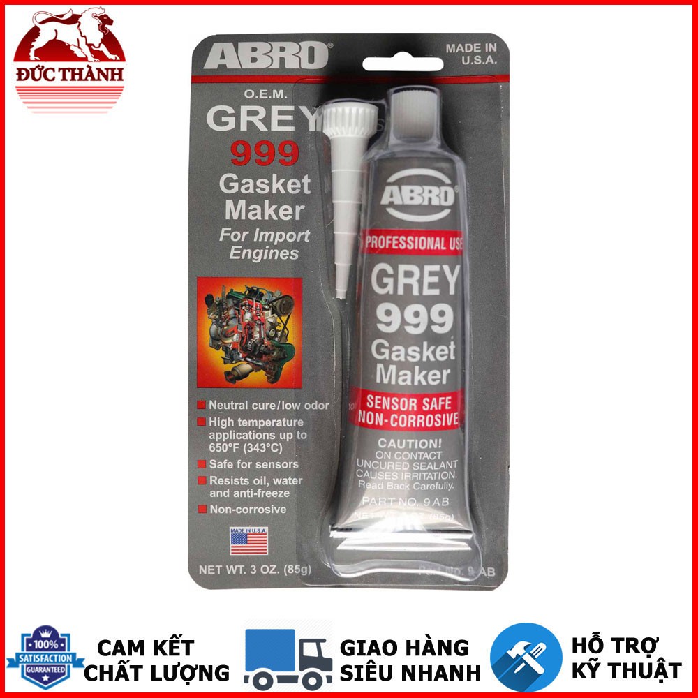 HEAT-RESISTANT RTV SILICONE ADHESIVE SPECIALIZED สําหรับ ABRO 999 GASKET MAKER 85G (สีเทา)