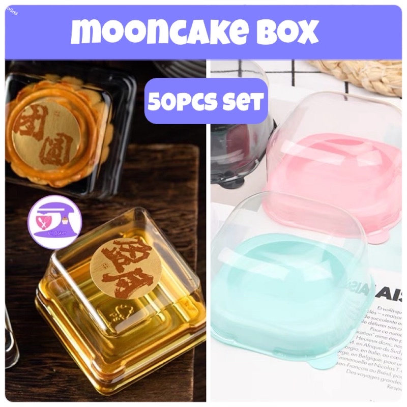 [LIL BAKER] 50PCS PASTRY BOX DESSERT PACKAGING BOX SNOWSKIN MOONCAKE BOX