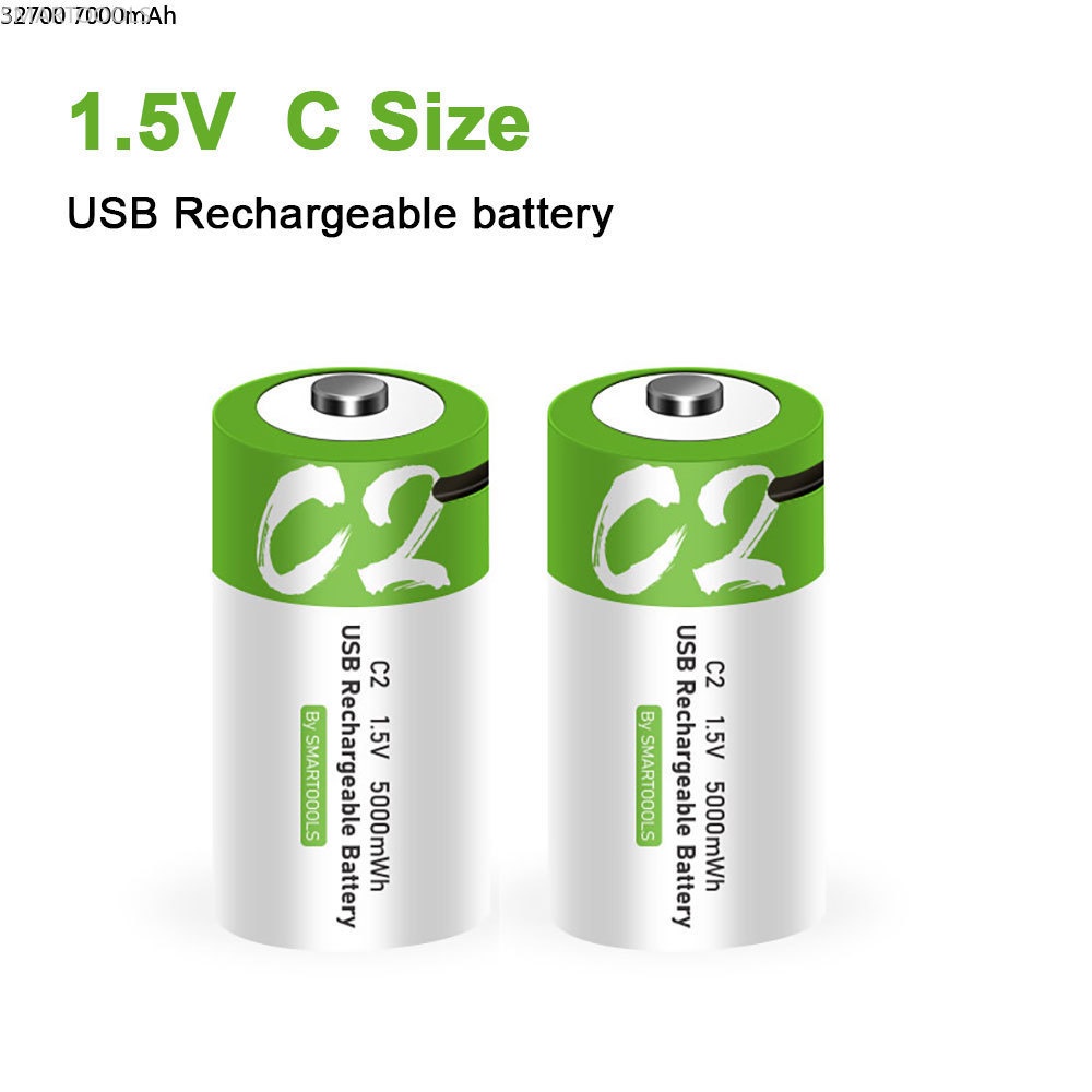 แบตเตอรี่C Size 1.5V 5000mWh Rechargeable Battery Universal Micro USB Charging Batteries Charged